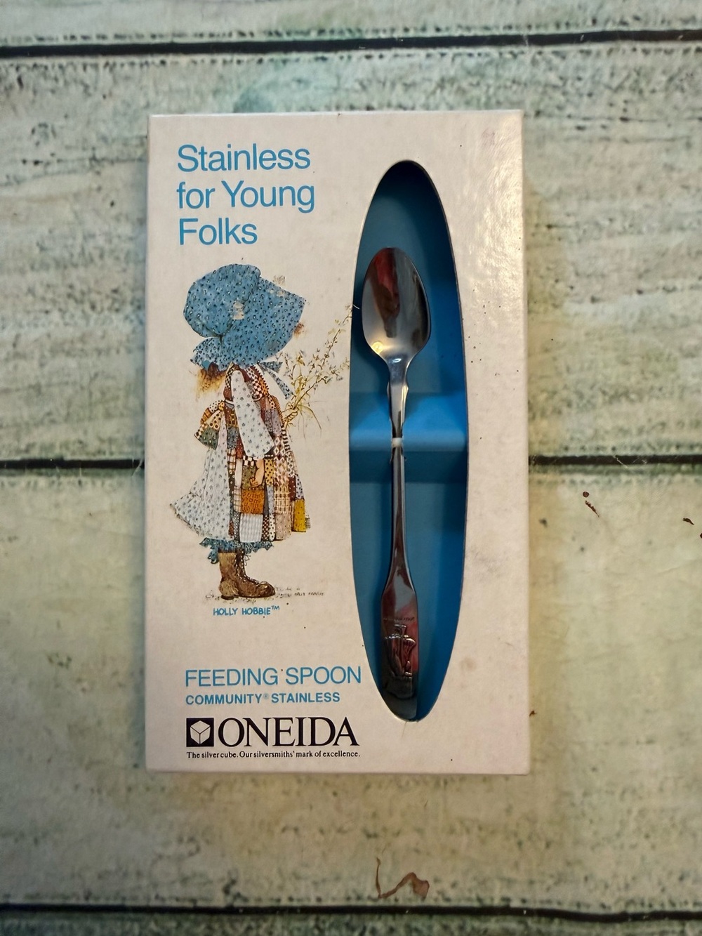 1970’s vintage new in box Oneida Holly Hobbie silver spoon. Collector/ trinket.